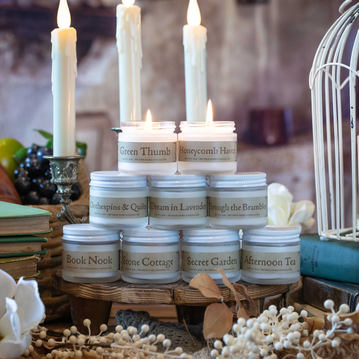 "Cottagecore MiniCandle Set" by Mythologie Candle Co. MythologieCandles