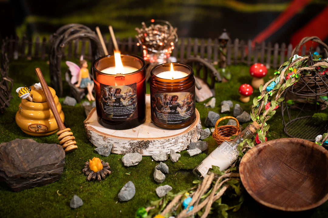 faerie milk candles with honey and flowers