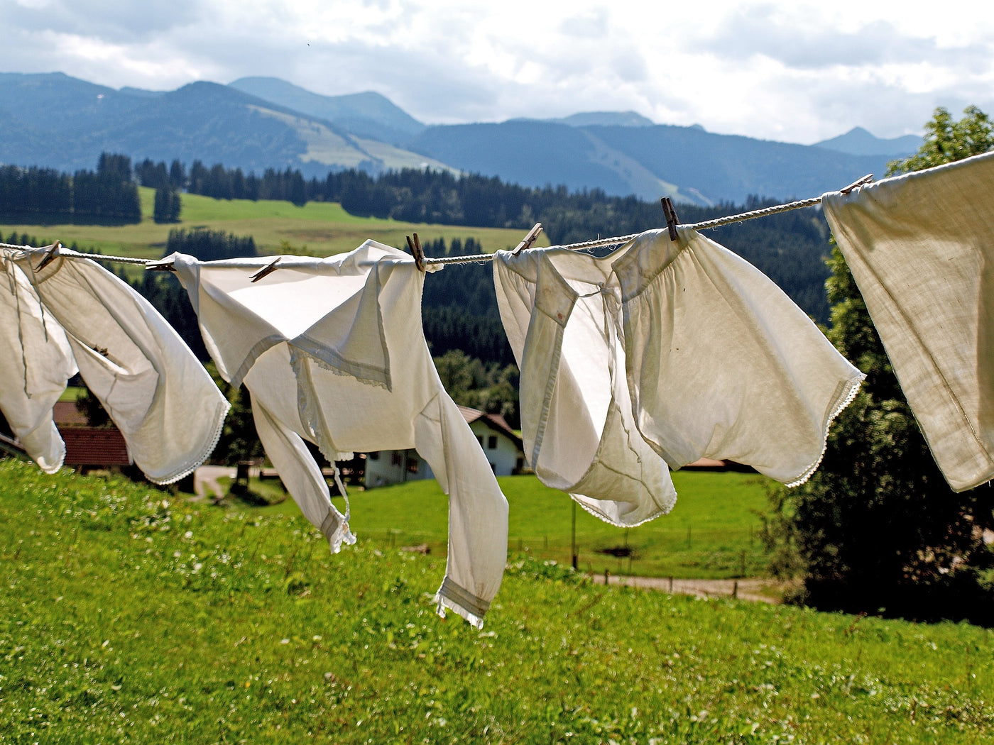 laundry drying on a clothesline 